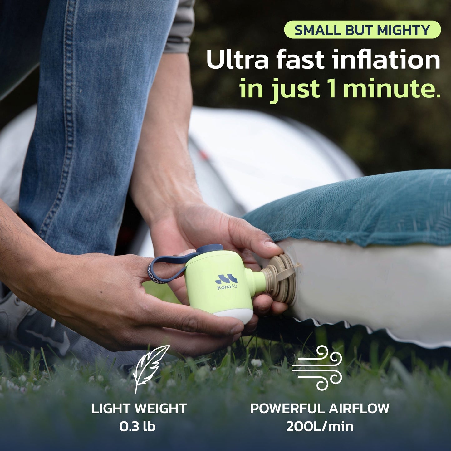 Kona Air Mini Mattress Pump With Camping Lamp