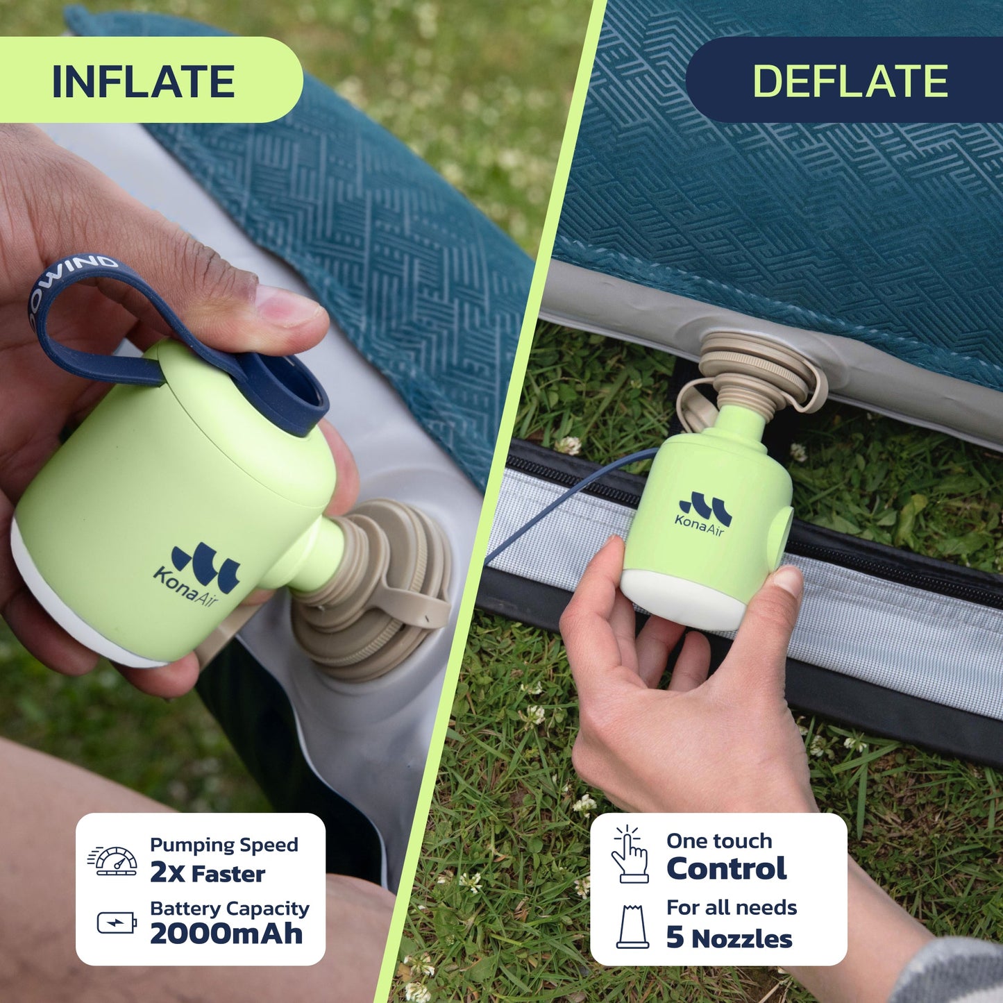 Kona Air Mini Mattress Pump With Camping Lamp