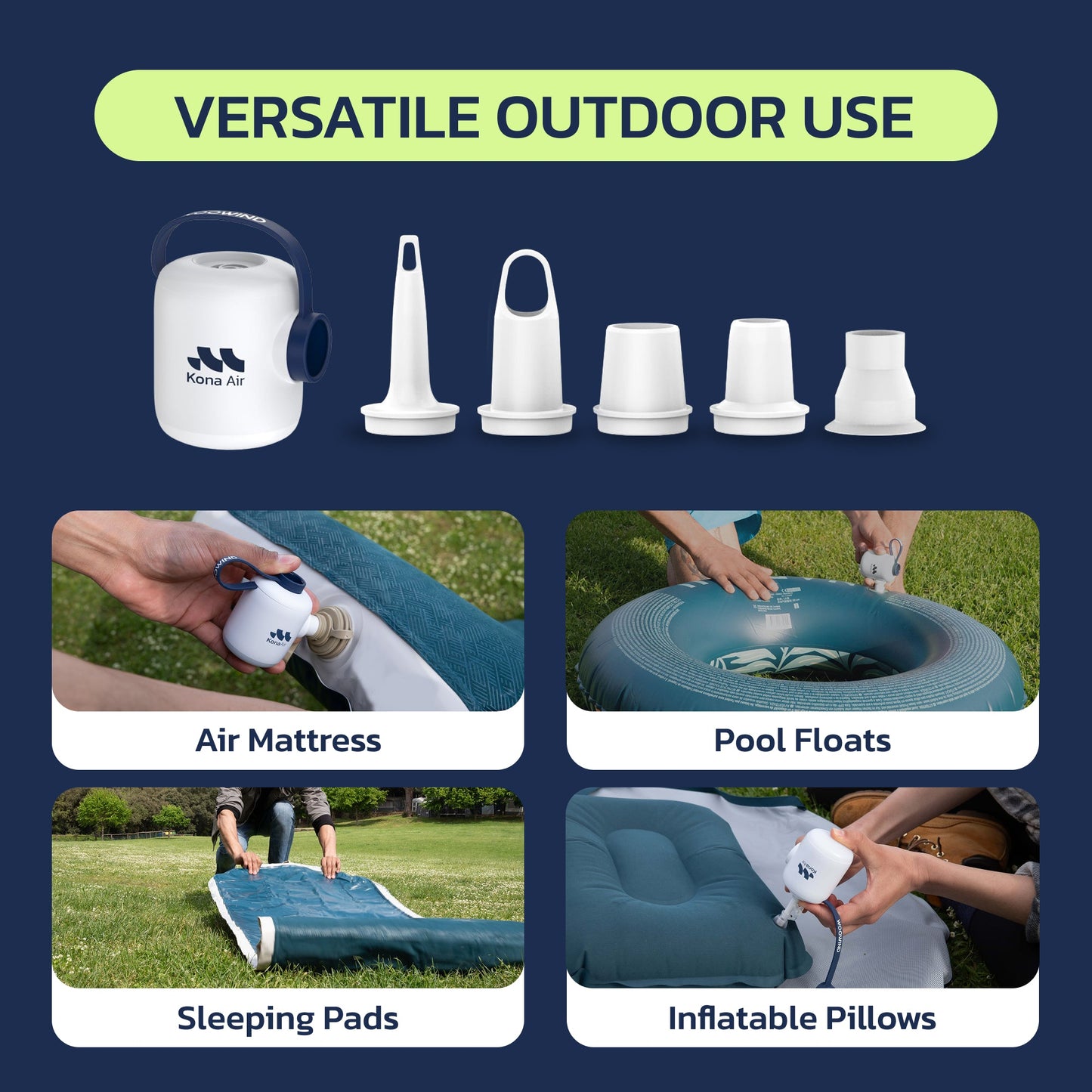 Kona Air Mini Mattress Pump With Camping Lamp