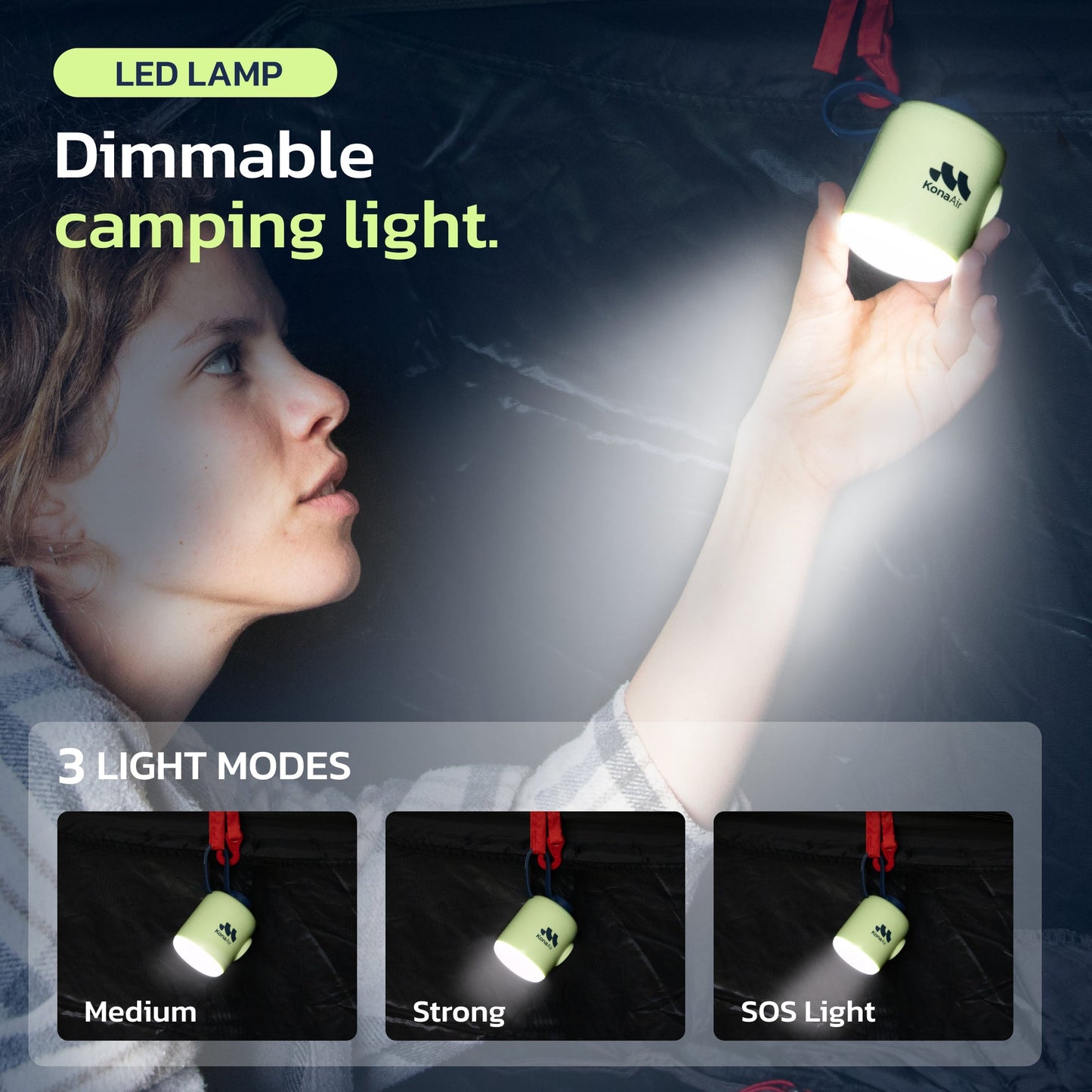 Kona Air Mini Mattress Pump With Camping Lamp