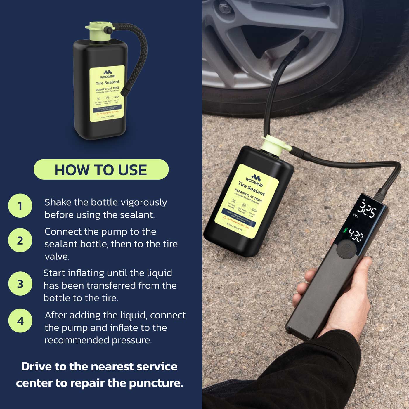 2-in-1 Smart Flat Tire Repair Kit – Seal & Inflate On the Go